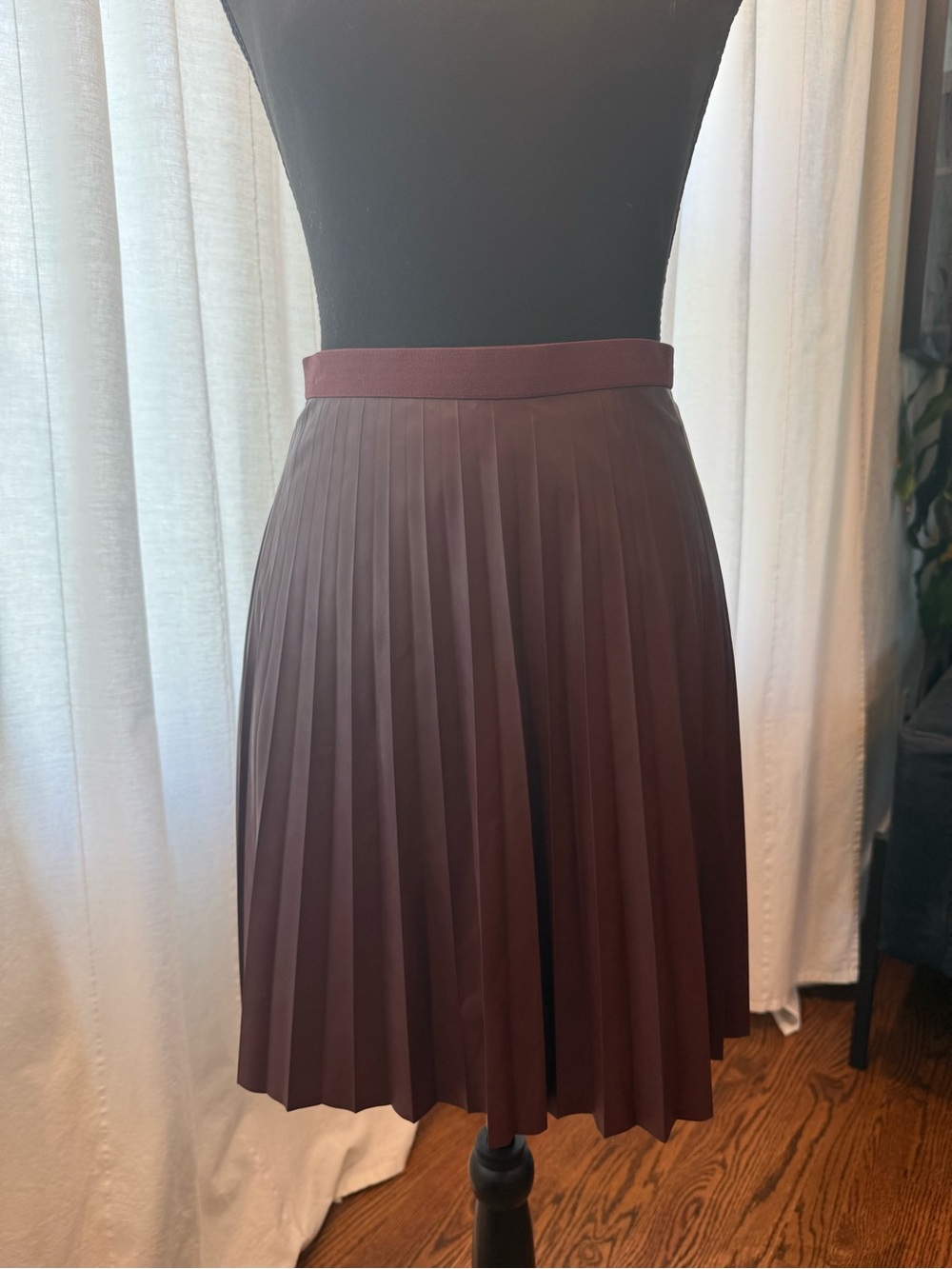 J. Crew Pleated Midi Skirt in Deep Wine